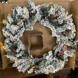 Pottery Barn Frosted Lit Wreath! BNIB
